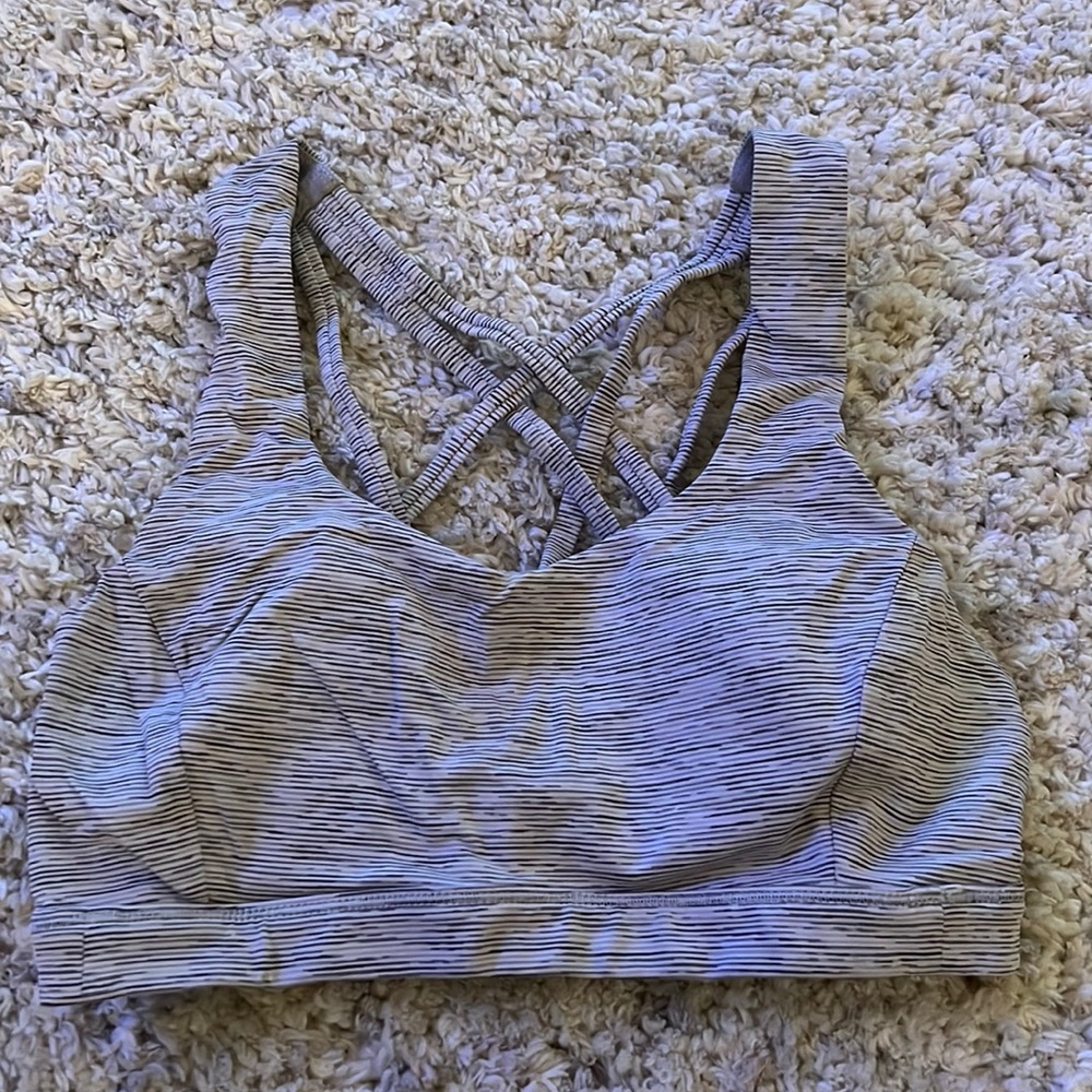 striped light grey lululemon sports bra size 4